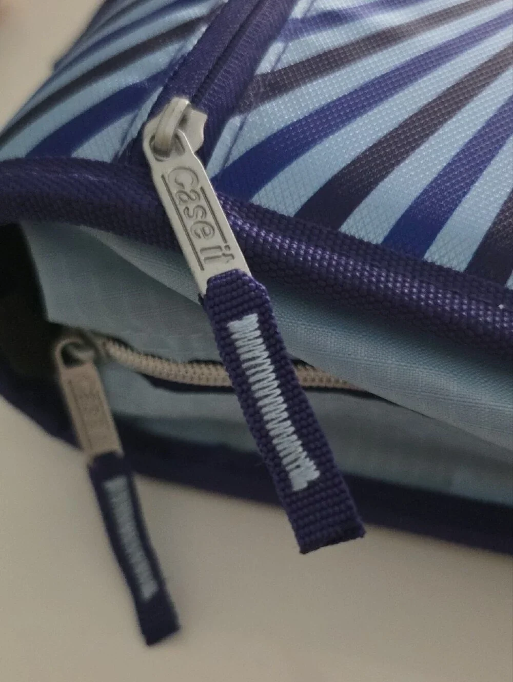 Blue and Navy Stripe Binder Case